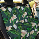 White Tulip Pattern Print Pet Car Back Seat Cover