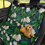 White Tulip Pattern Print Pet Car Back Seat Cover