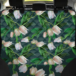 White Tulip Pattern Print Pet Car Back Seat Cover