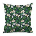 White Tulip Pattern Print Pillow Cover