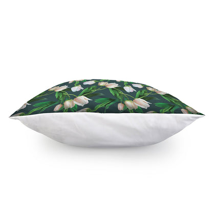 White Tulip Pattern Print Pillow Cover