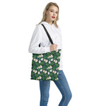 White Tulip Pattern Print Tote Bag
