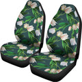 White Tulip Pattern Print Universal Fit Car Seat Covers