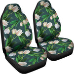 White Tulip Pattern Print Universal Fit Car Seat Covers