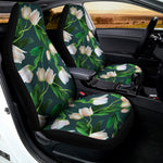 White Tulip Pattern Print Universal Fit Car Seat Covers