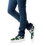 White Tulip Pattern Print White Slip On Shoes