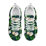 White Tulip Pattern Print White Sneakers