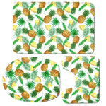 White Watercolor Pineapple Pattern Print 3 Piece Bath Mat Set