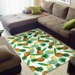 White Watercolor Pineapple Pattern Print Area Rug GearFrost