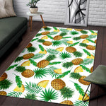 White Watercolor Pineapple Pattern Print Area Rug GearFrost