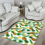 White Watercolor Pineapple Pattern Print Area Rug GearFrost