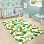 White Watercolor Pineapple Pattern Print Area Rug GearFrost