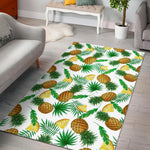 White Watercolor Pineapple Pattern Print Area Rug GearFrost