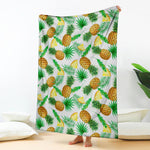White Watercolor Pineapple Pattern Print Blanket