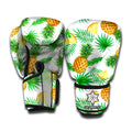 White Watercolor Pineapple Pattern Print Boxing Gloves