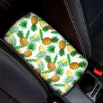White Watercolor Pineapple Pattern Print Car Center Console Cover