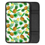 White Watercolor Pineapple Pattern Print Car Center Console Cover