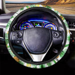 White Watercolor Pineapple Pattern Print Car Steering Wheel Cover