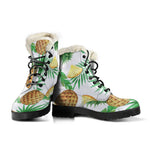 White Watercolor Pineapple Pattern Print Comfy Boots GearFrost