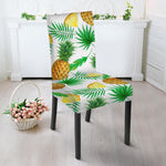 White Watercolor Pineapple Pattern Print Dining Chair Slipcover