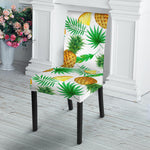 White Watercolor Pineapple Pattern Print Dining Chair Slipcover