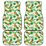 White Watercolor Pineapple Pattern Print Front and Back Car Floor Mats