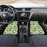 White Watercolor Pineapple Pattern Print Front and Back Car Floor Mats