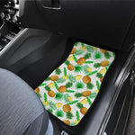 White Watercolor Pineapple Pattern Print Front and Back Car Floor Mats
