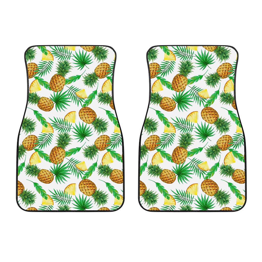 White Watercolor Pineapple Pattern Print Front Car Floor Mats