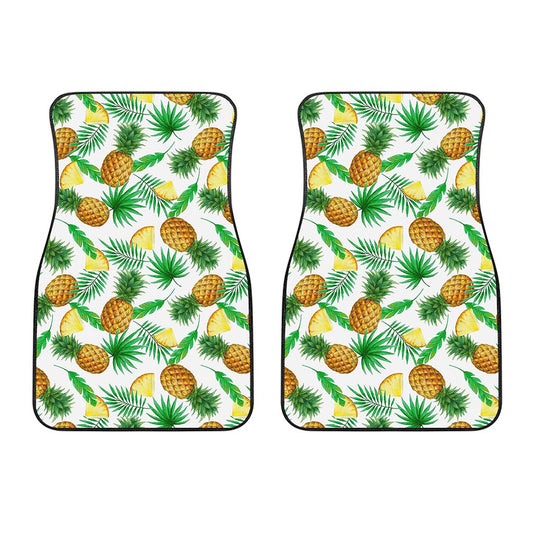 White Watercolor Pineapple Pattern Print Front Car Floor Mats