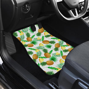 White Watercolor Pineapple Pattern Print Front Car Floor Mats