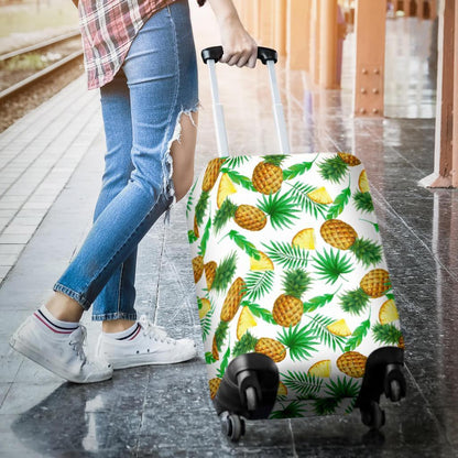 White Watercolor Pineapple Pattern Print Luggage Cover GearFrost