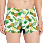 White Watercolor Pineapple Pattern Print Men's Boxer Briefs