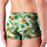 White Watercolor Pineapple Pattern Print Men's Boxer Briefs