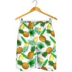 White Watercolor Pineapple Pattern Print Men's Shorts