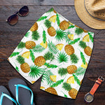 White Watercolor Pineapple Pattern Print Men's Shorts