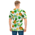 White Watercolor Pineapple Pattern Print Men's T-Shirt