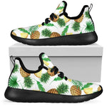 White Watercolor Pineapple Pattern Print Mesh Knit Shoes GearFrost