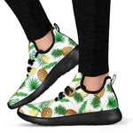 White Watercolor Pineapple Pattern Print Mesh Knit Shoes GearFrost