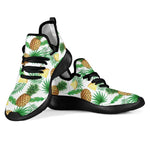 White Watercolor Pineapple Pattern Print Mesh Knit Shoes GearFrost