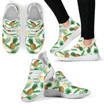 White Watercolor Pineapple Pattern Print Mesh Knit Shoes GearFrost