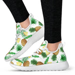 White Watercolor Pineapple Pattern Print Mesh Knit Shoes GearFrost