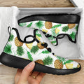 White Watercolor Pineapple Pattern Print Mesh Knit Shoes