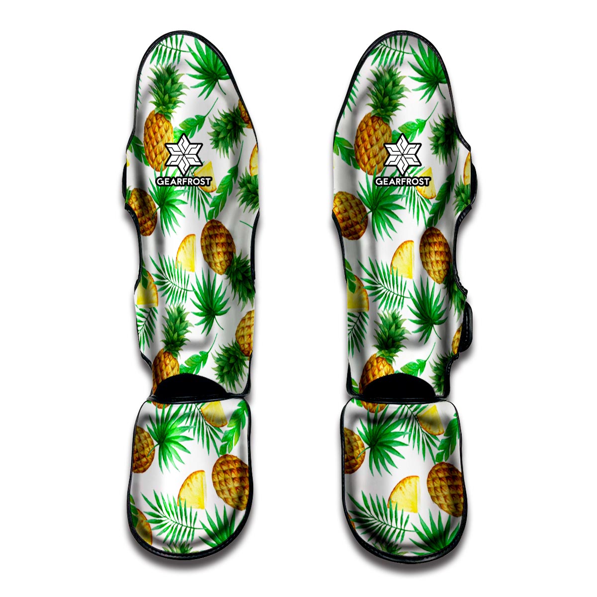 White Watercolor Pineapple Pattern Print Muay Thai Shin Guard