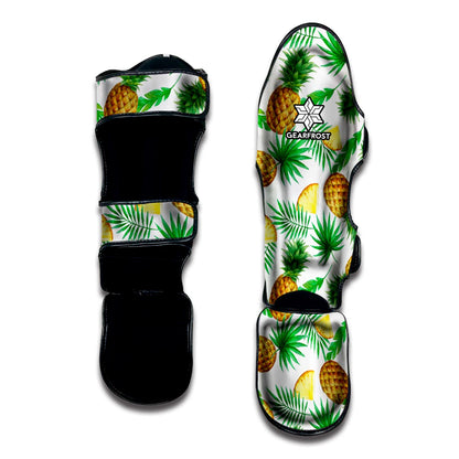 White Watercolor Pineapple Pattern Print Muay Thai Shin Guard