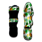 White Watercolor Pineapple Pattern Print Muay Thai Shin Guard