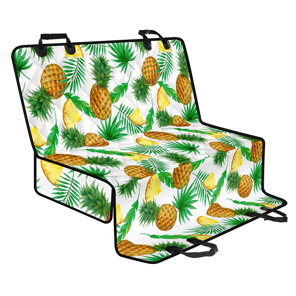 White Watercolor Pineapple Pattern Print Pet Car Back Seat Cover