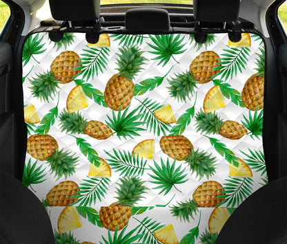 White Watercolor Pineapple Pattern Print Pet Car Back Seat Cover