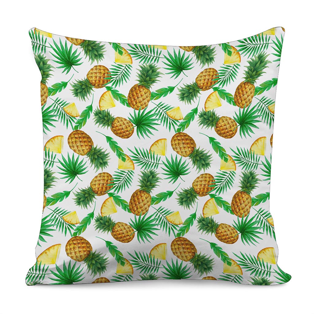 White Watercolor Pineapple Pattern Print Pillow Cover