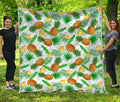 White Watercolor Pineapple Pattern Print Quilt
